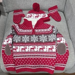 Red and White Reindeer Sweater Set